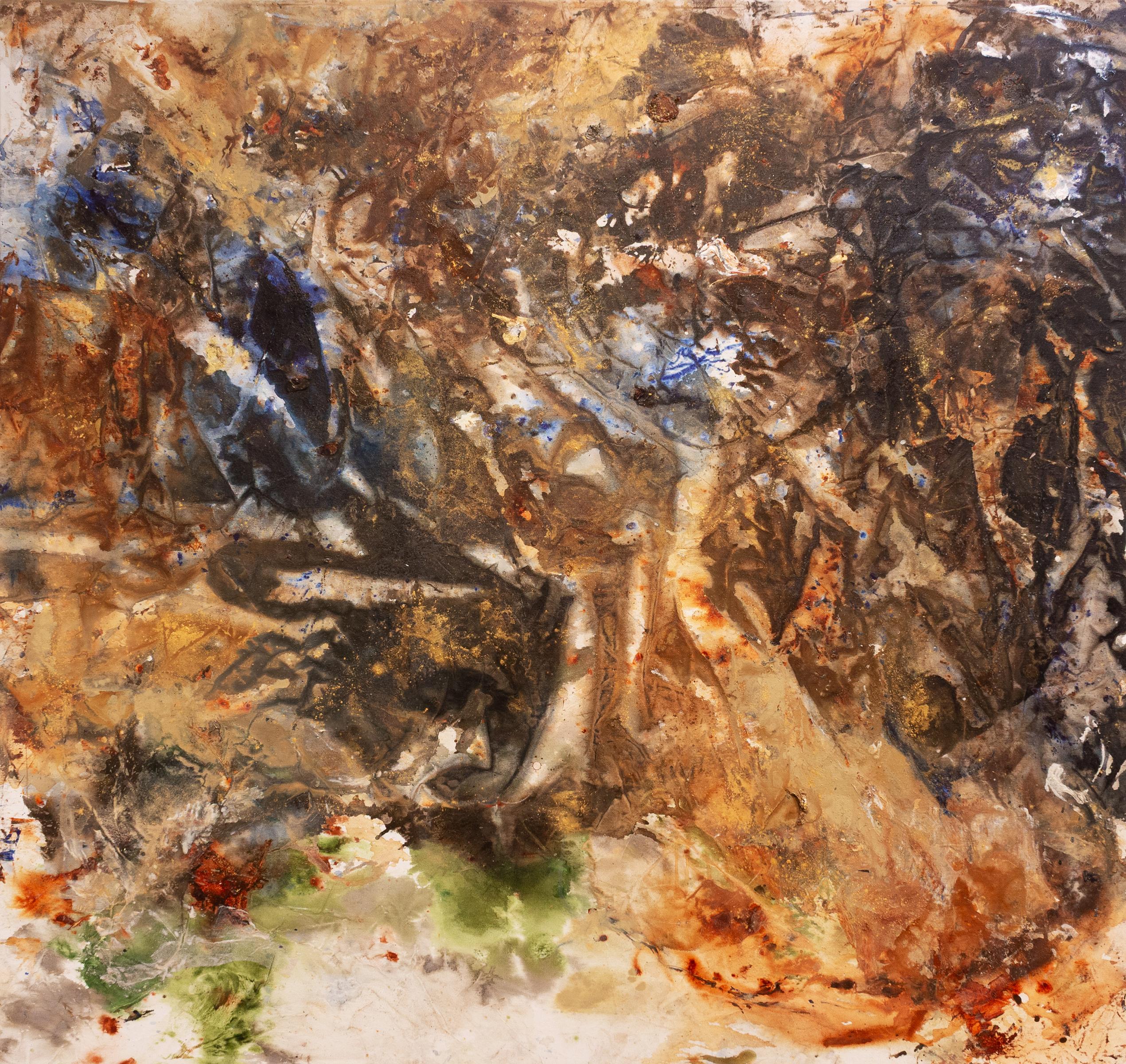 Portrait Painting di Sachi Rome - 'And the Day Goes On' - astratto puro, meditazione, argilla rossa, contemporaneo