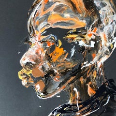 Figlia del buio" - ritratto astratto contemporaneo - tecnica mista - impasto