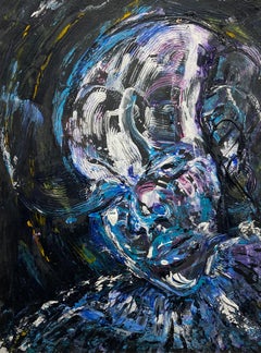 'Grace' - contemporary abstract portrait - mixed media - impasto