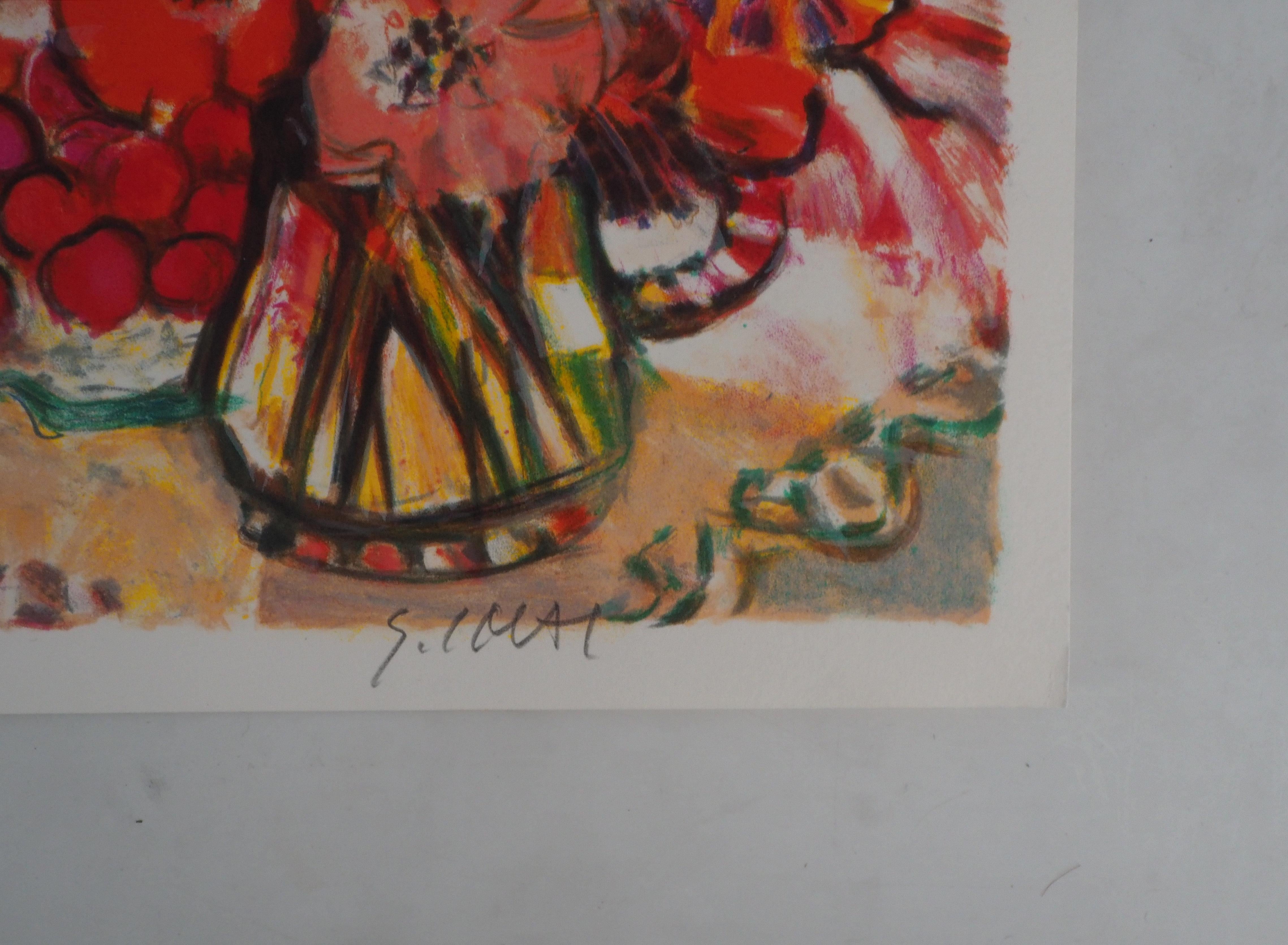 Poppies - Lithographie originale, signée à la main - Print de Sachiko IMAI 