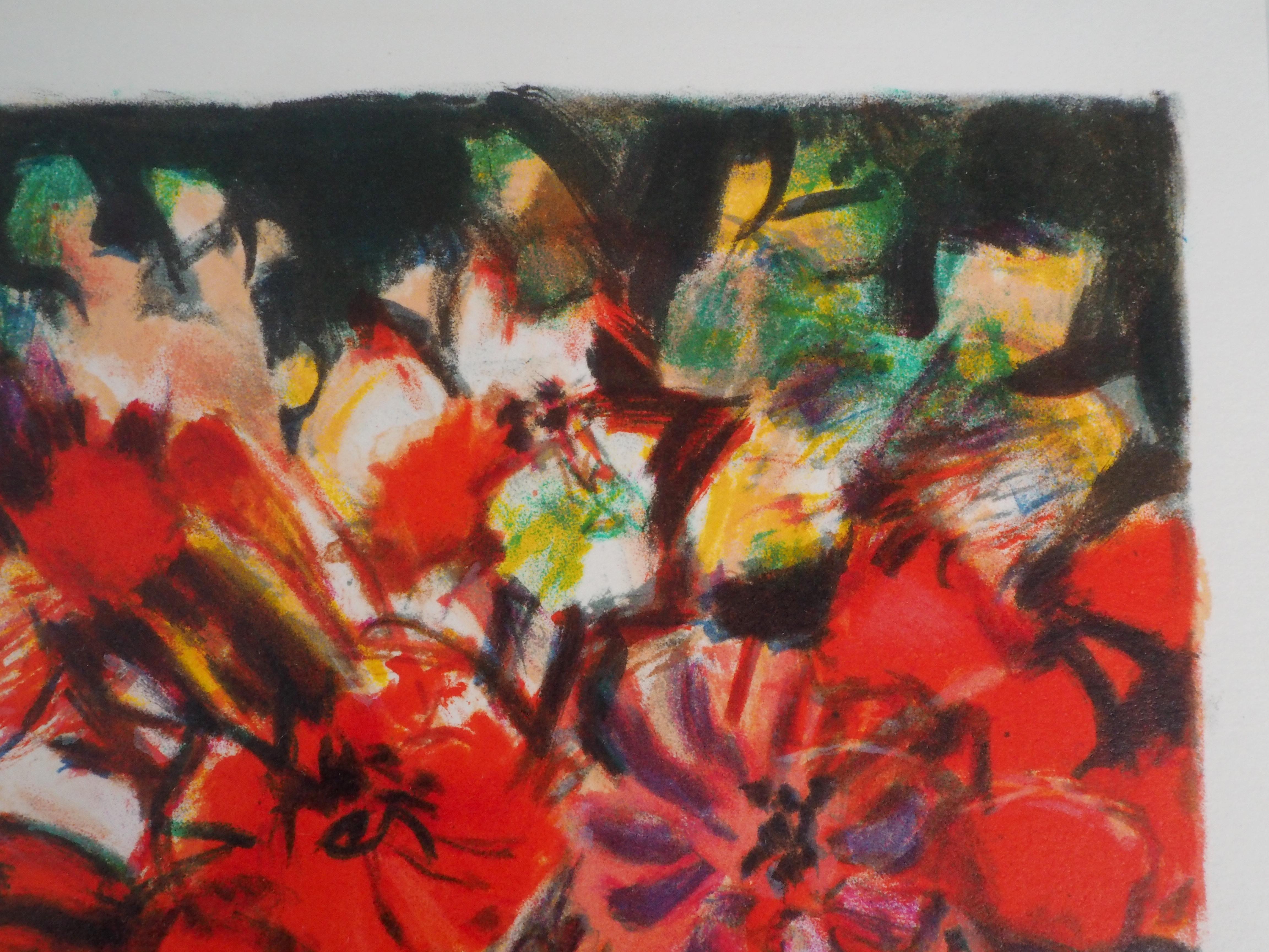 Poppies - Original Lithograph, Handsigned For Sale 2