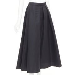 SACHIN AND BABI Leighton satin crepe box pleat tea length flared skirt US2 S
