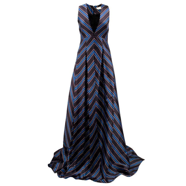 Sachin and Babi Striped Satin-Twill Gown -Estimated UK Size Small For ...