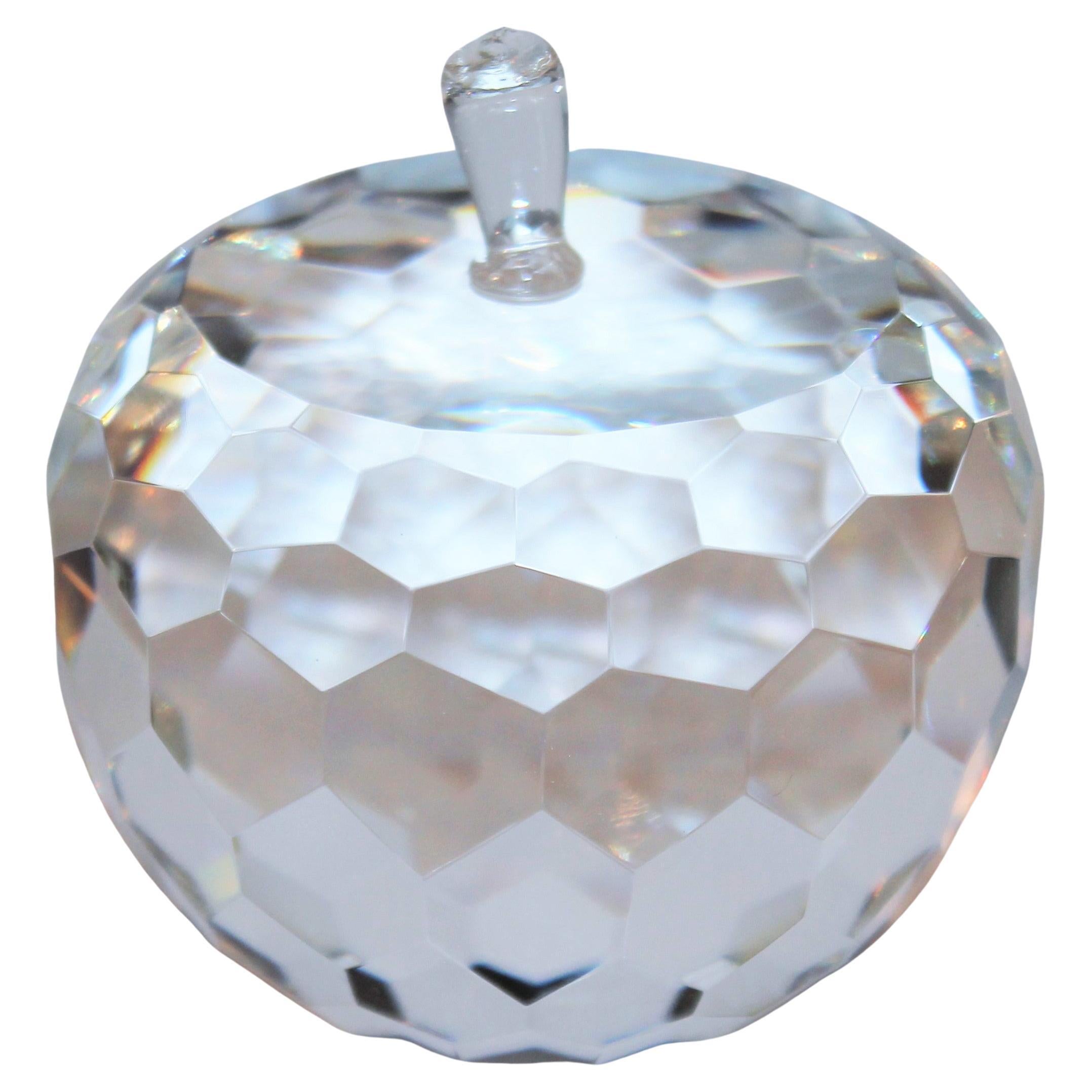 Sacks Fifth Avenue Cut Class Crystal Apple Paper Weight For Sale