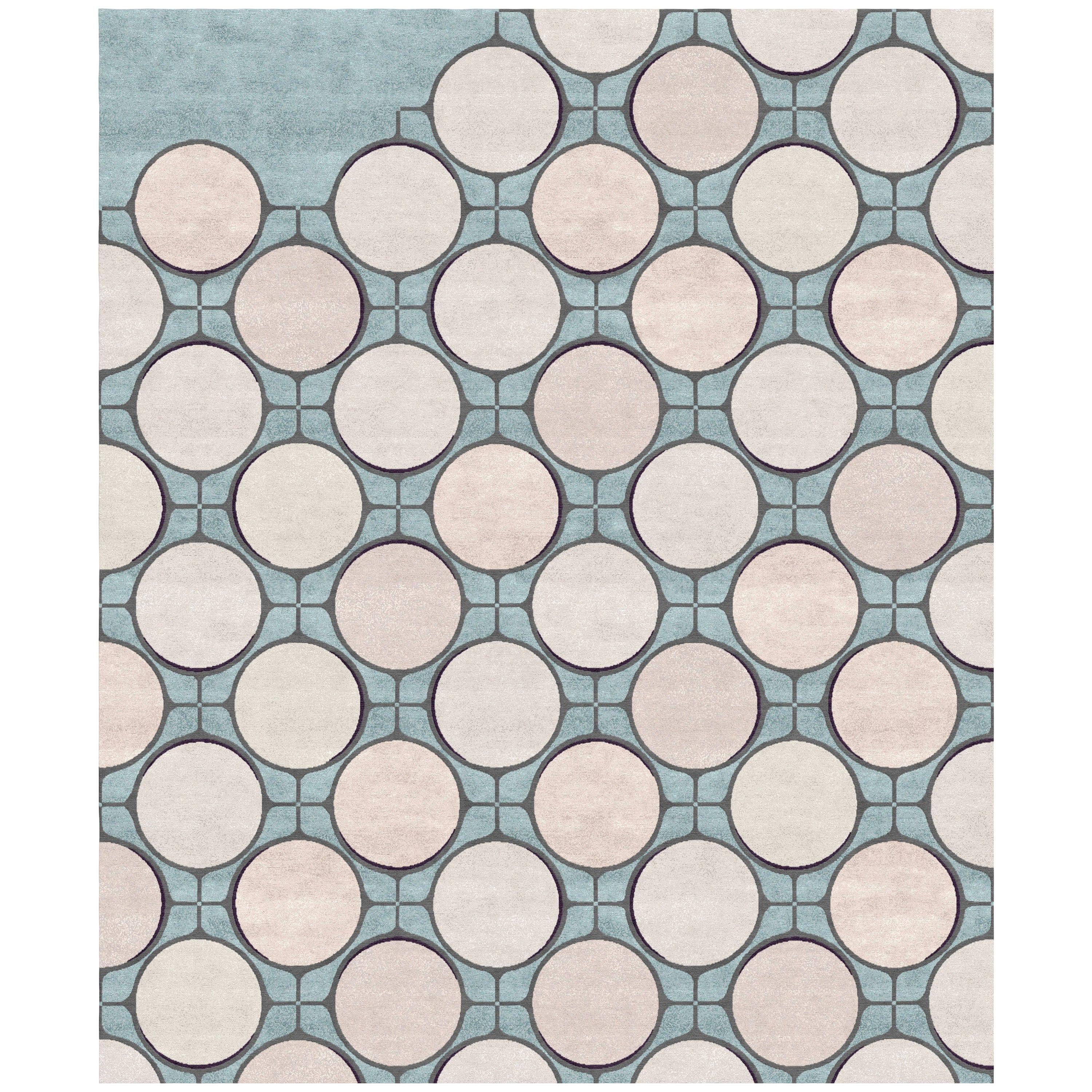 Black Hand Knotted Viscose Linear Geometric Rug For Sale at 1stDibs