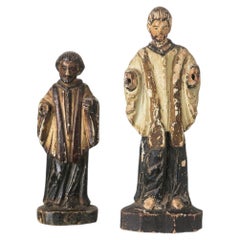 Sakrale Kunst – Zwei indo-portugiesische Skulpturen – Franz von Assisi – 18. Jahrhundert