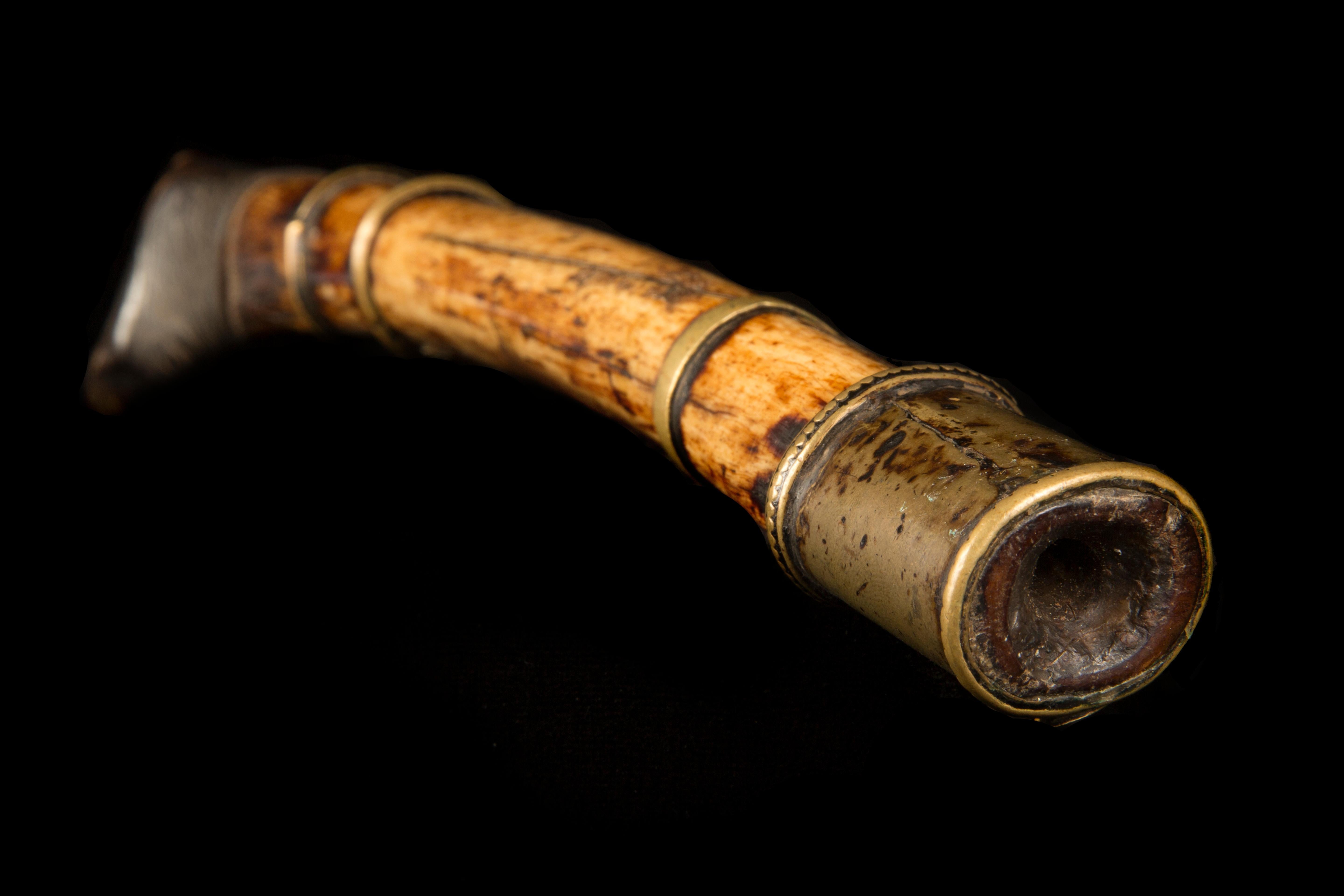 Hand-Carved Sacred Bone Flute 'Kangling', Tibet, circa 19th Century
