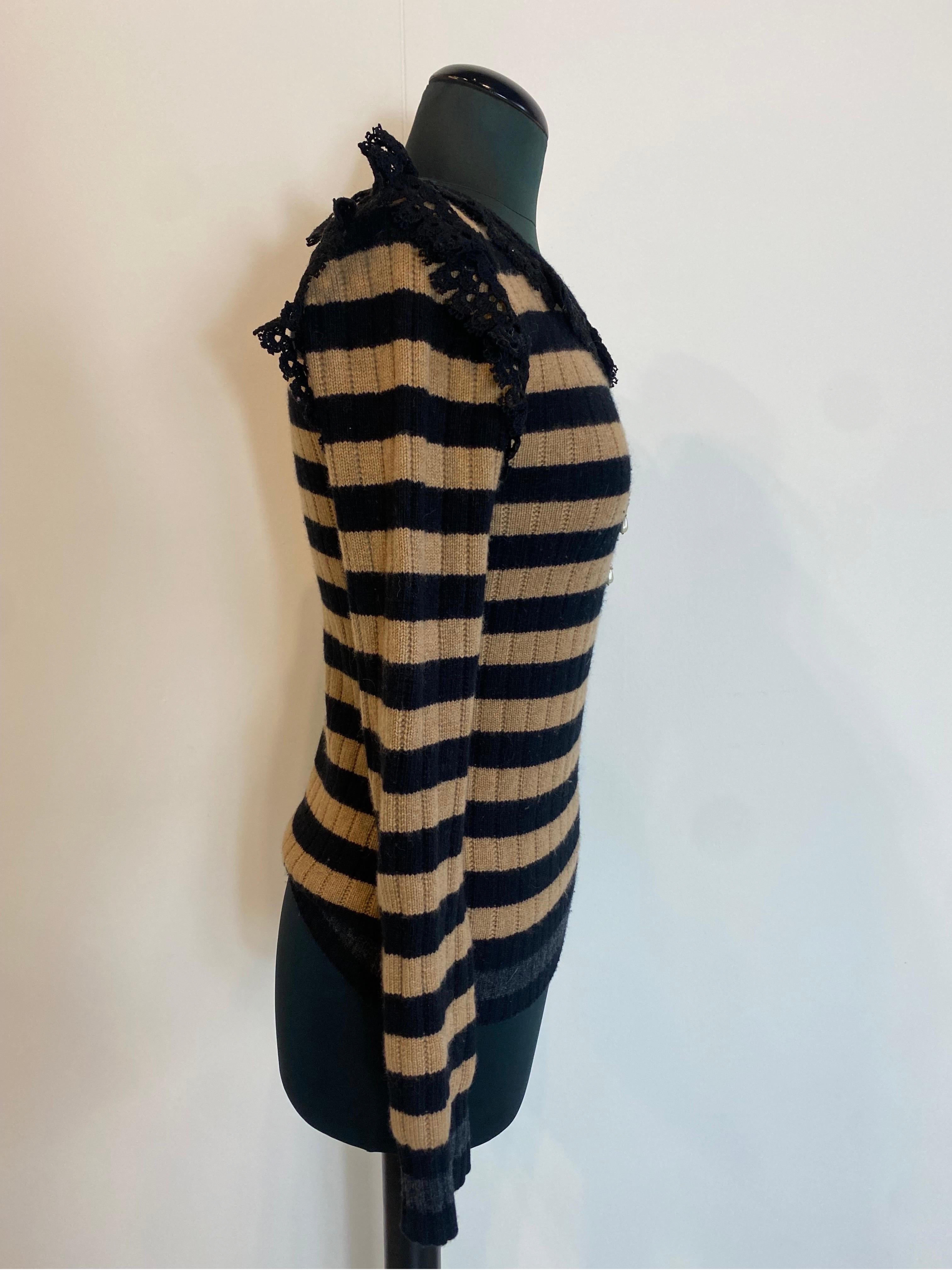 Women's or Men's sacred heart cashmere and wool striped Dolce & Gabbana sweater