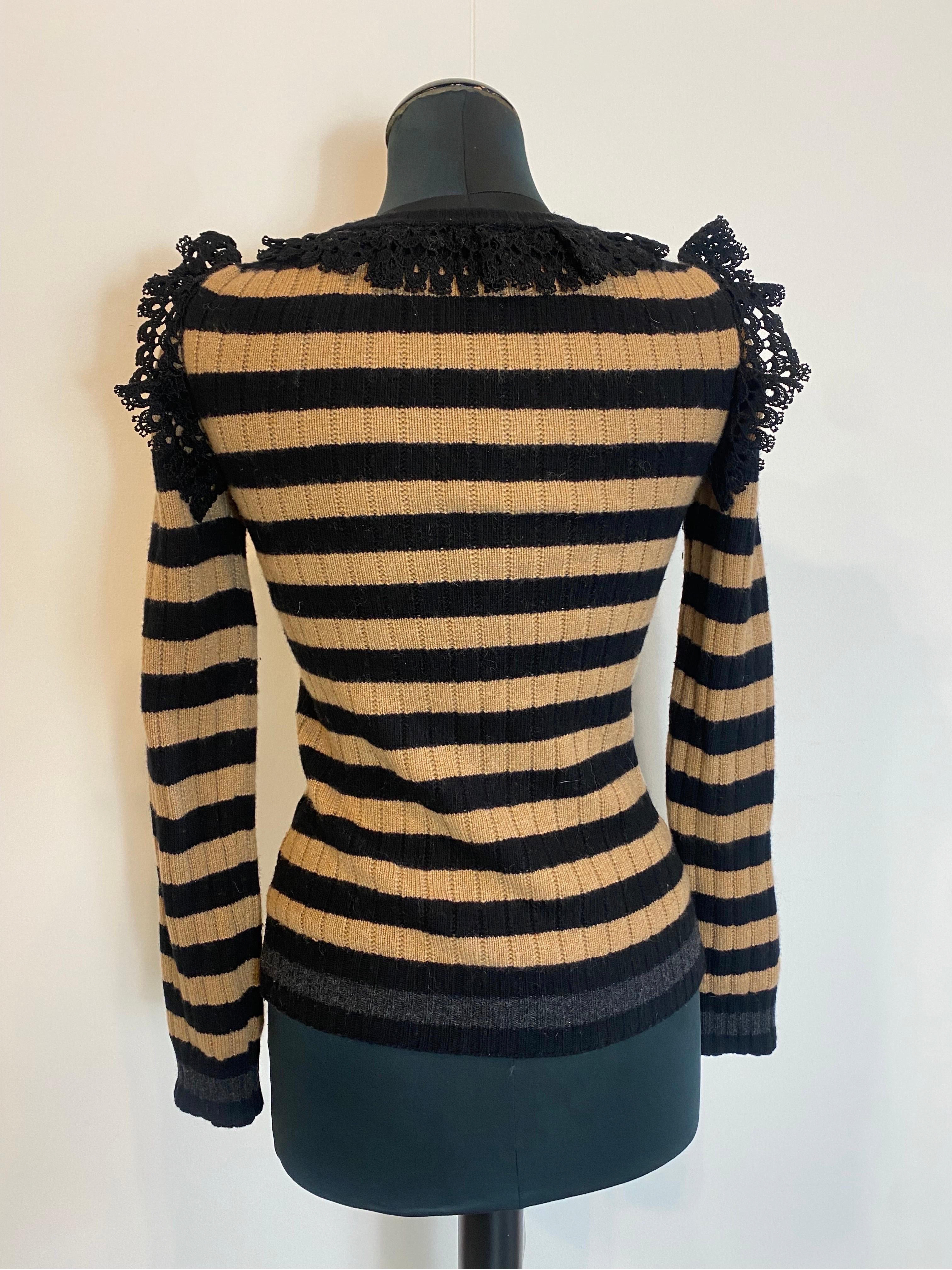 sacred heart cashmere and wool striped Dolce & Gabbana sweater 1