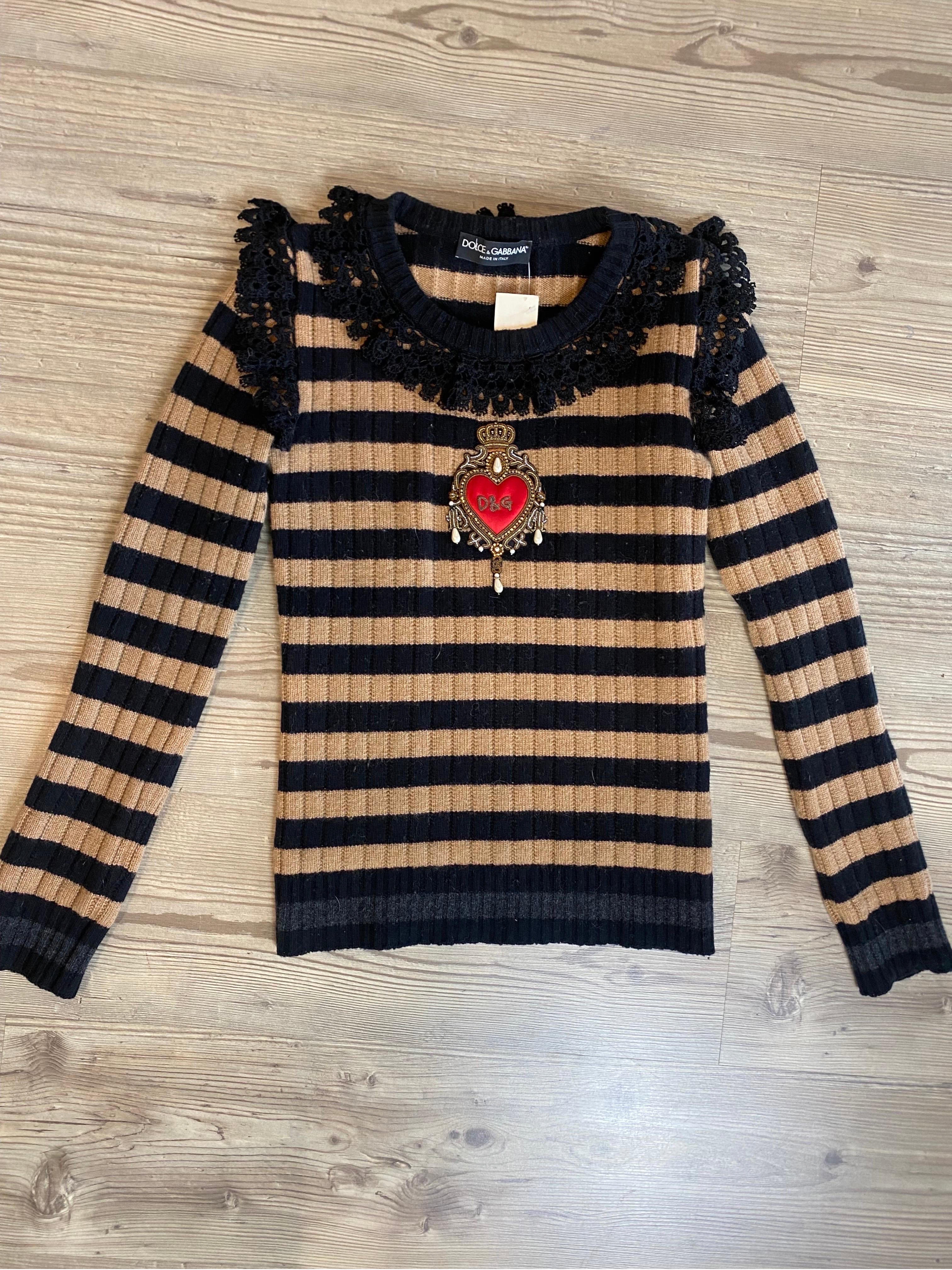sacred heart cashmere and wool striped Dolce & Gabbana sweater 2