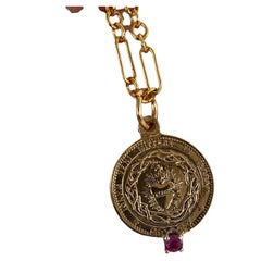 Collana a catena con medaglia del Sacro Cuore Tormalina rosa