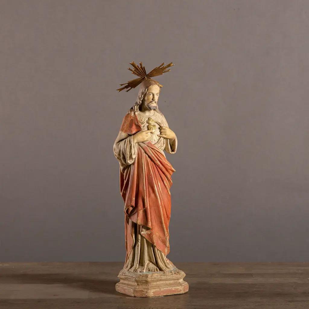 Sacro Cuore con aureola, misura media, stile XIX secolo In condizioni buone in vendita a Saint-Ouen, FR