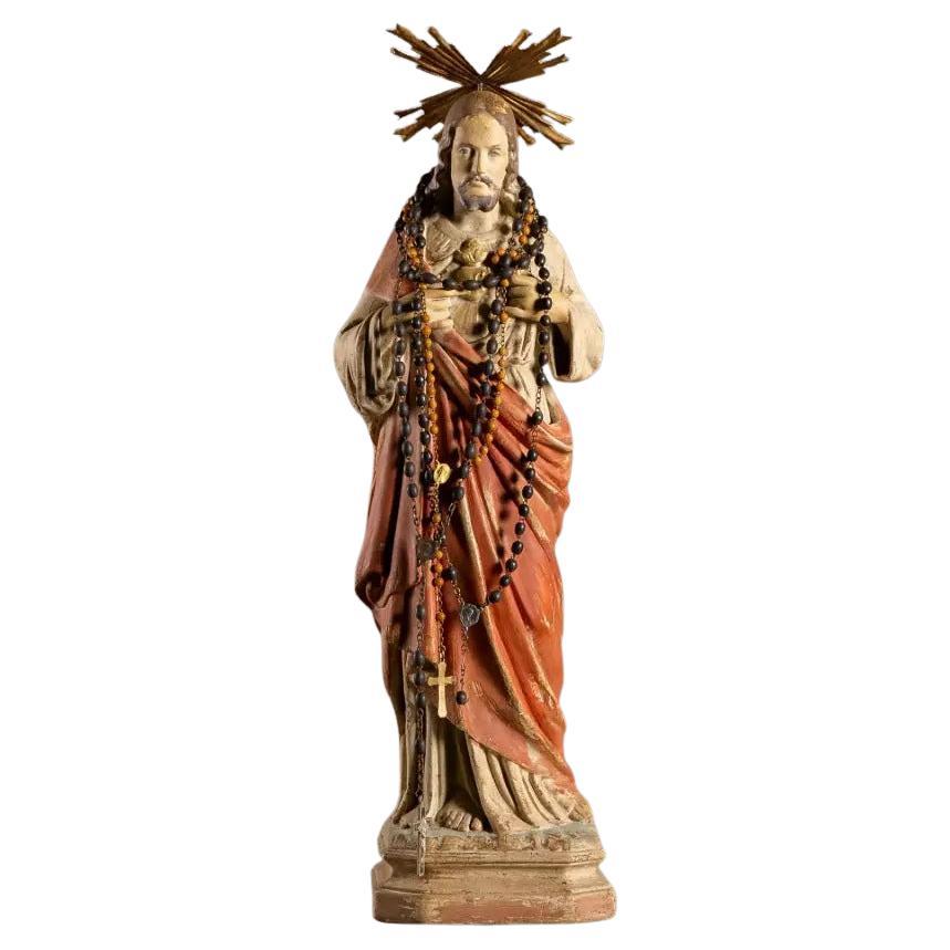 Sacro Cuore con aureola, misura media, stile XIX secolo in vendita