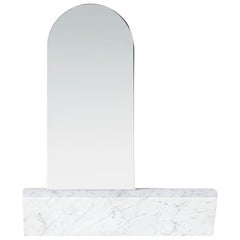 “Sacred Mirror” White Carrara Marble Minimalist Mirror by Aparentment