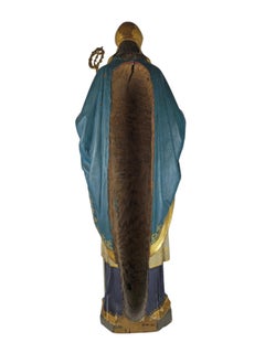 Sacred neo-gothic wooden sculpture, bishop "Ulrich of Augsburg"