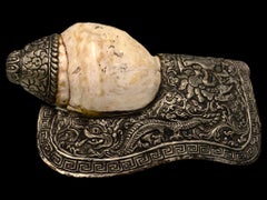 Sacred Silver and Conch Shell Trumpet, Tibet, 19th Century