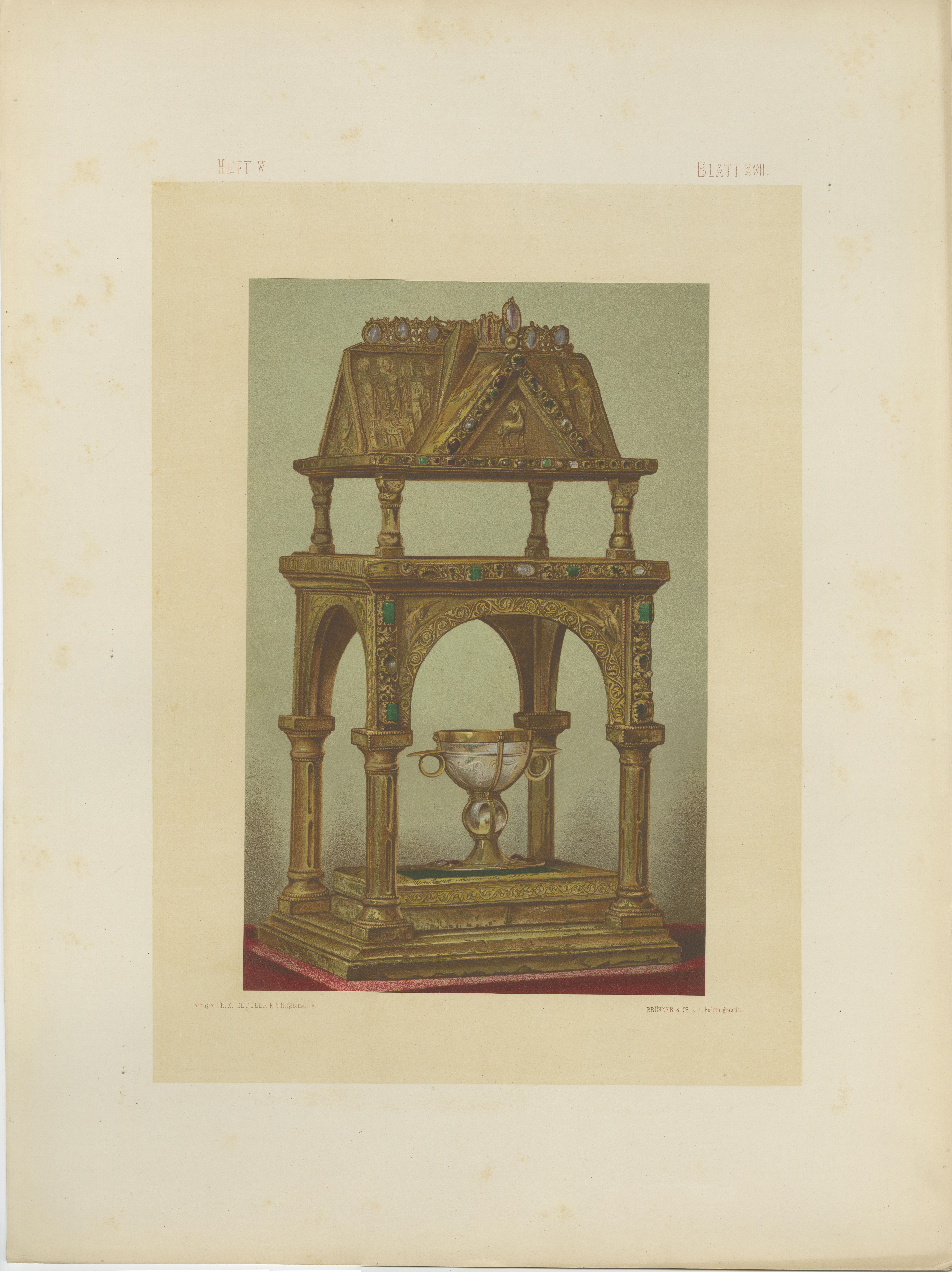 Sacred Splendor of the Reiche Kapelle Munich – Antique Chromolithograph, 1874