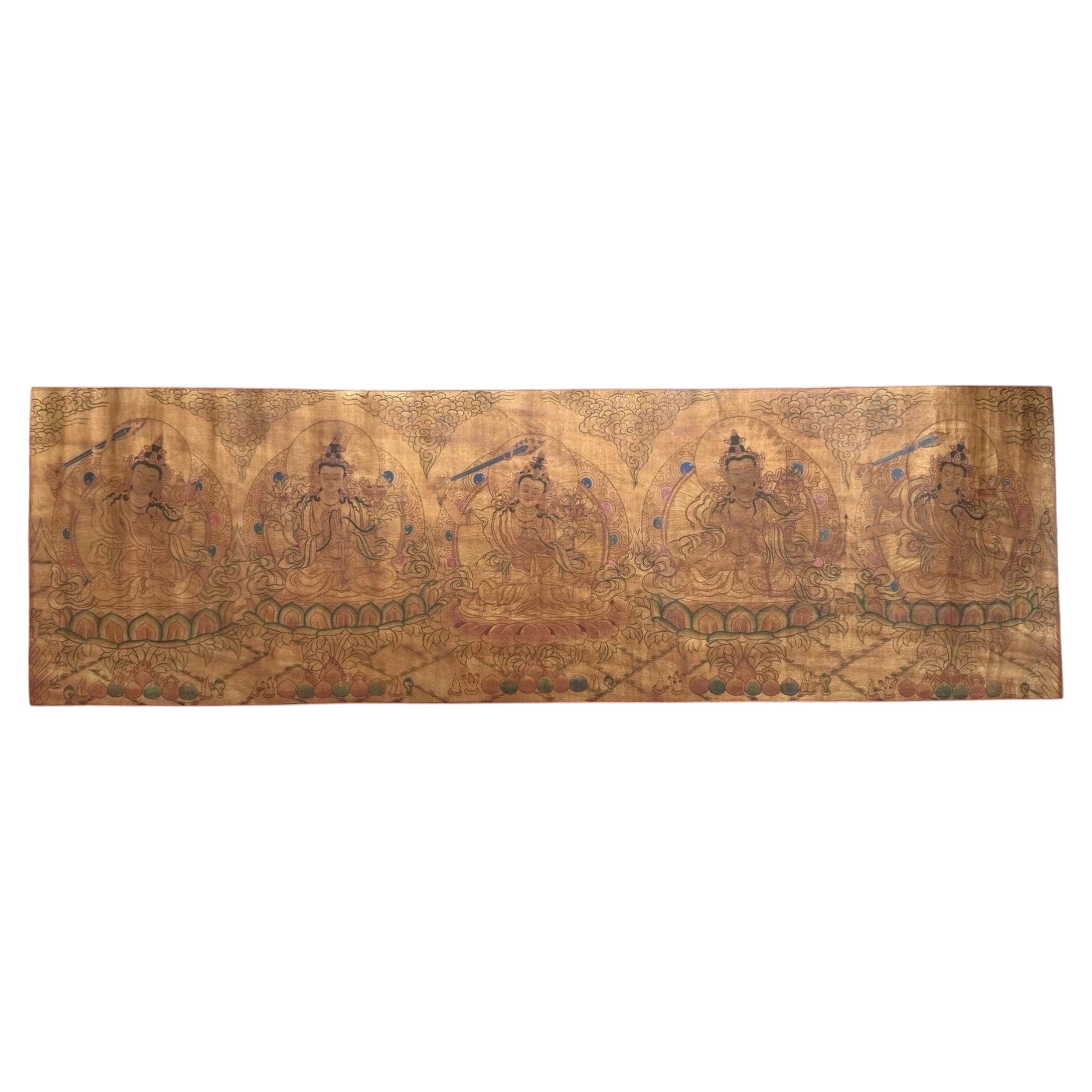 Dipinto sacro tibetano (thangka) - Le cinque manifestazioni di Manjushri, Scuola Sakya