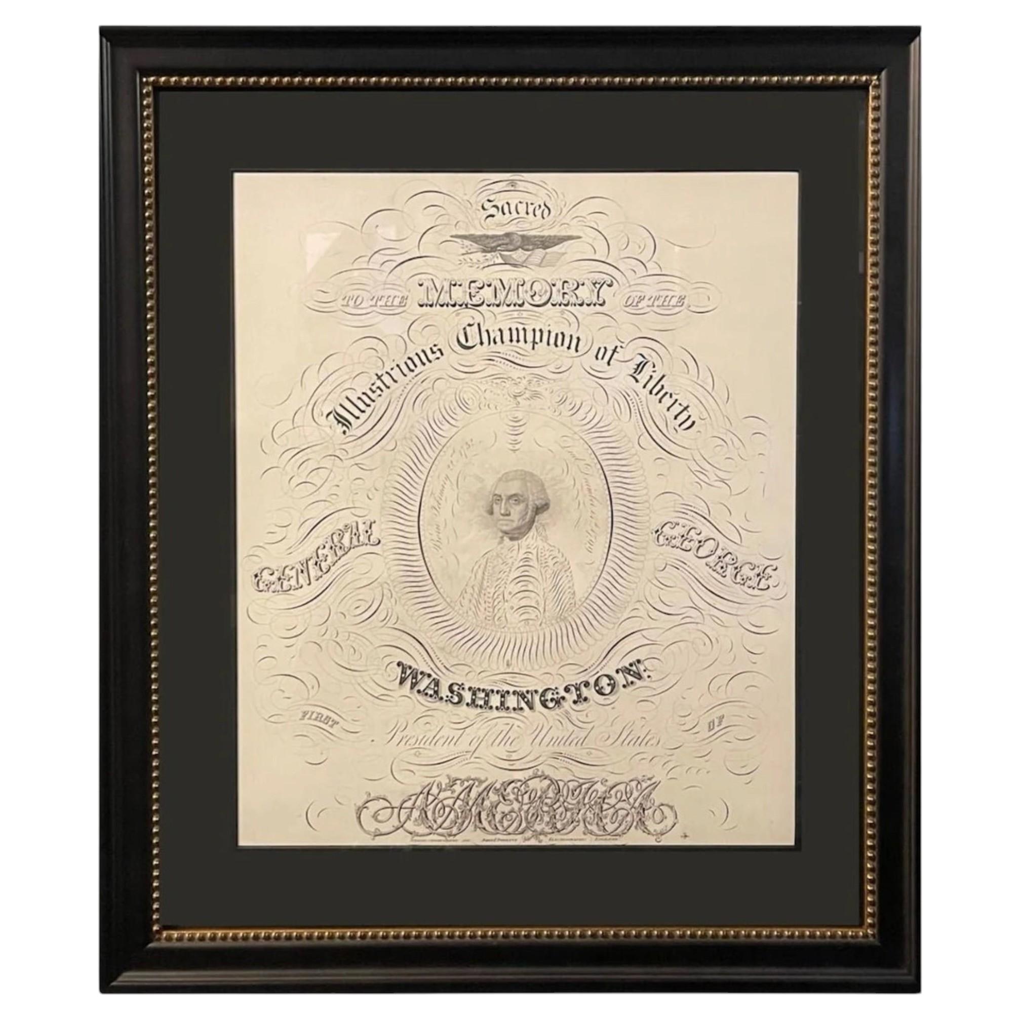 "Sacred to the Memory of...General George Washington" Engraving by John Donlevy For Sale