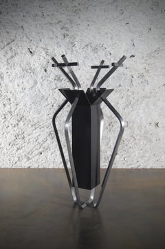 Sacred Vase for Divine Flowers in Steel by Frederic Gaillard