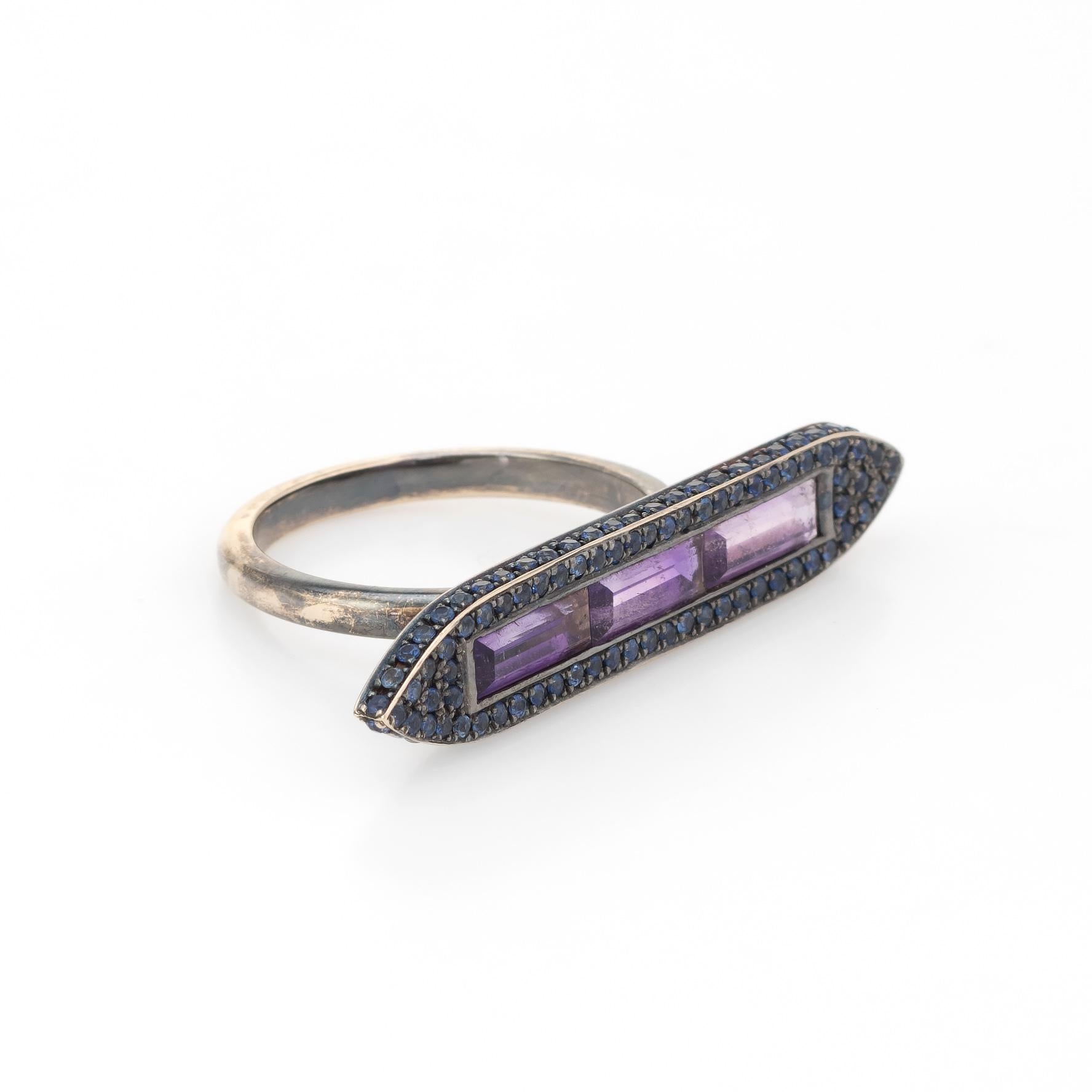 Baguette Cut Sacred Windows Ring Ralph Masri Amethyst Sapphire 18 Karat Gold Estate Jewelry