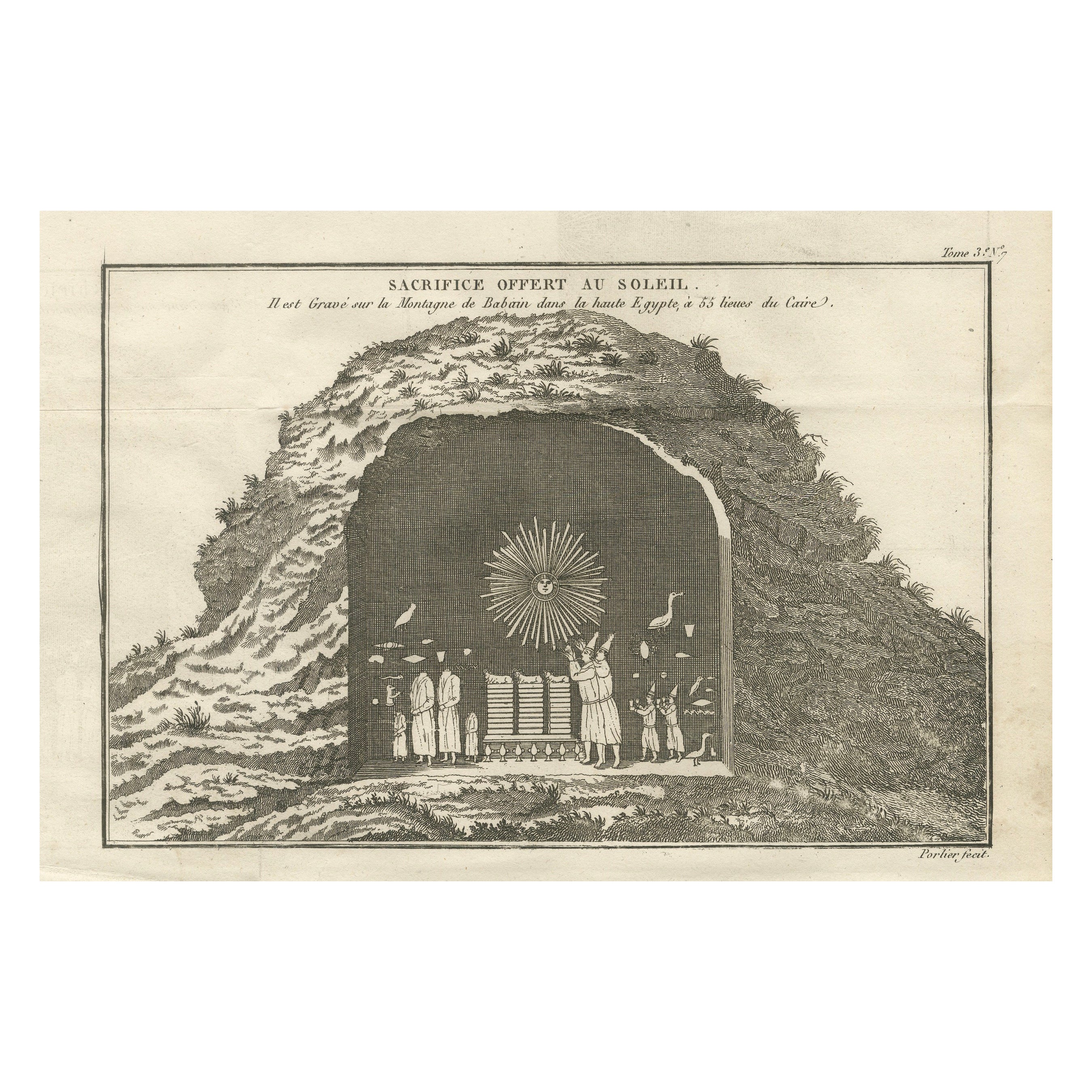 Der Sonne geopfert - Antiker Kupferstich, Oberägypten, um 1790 im Angebot