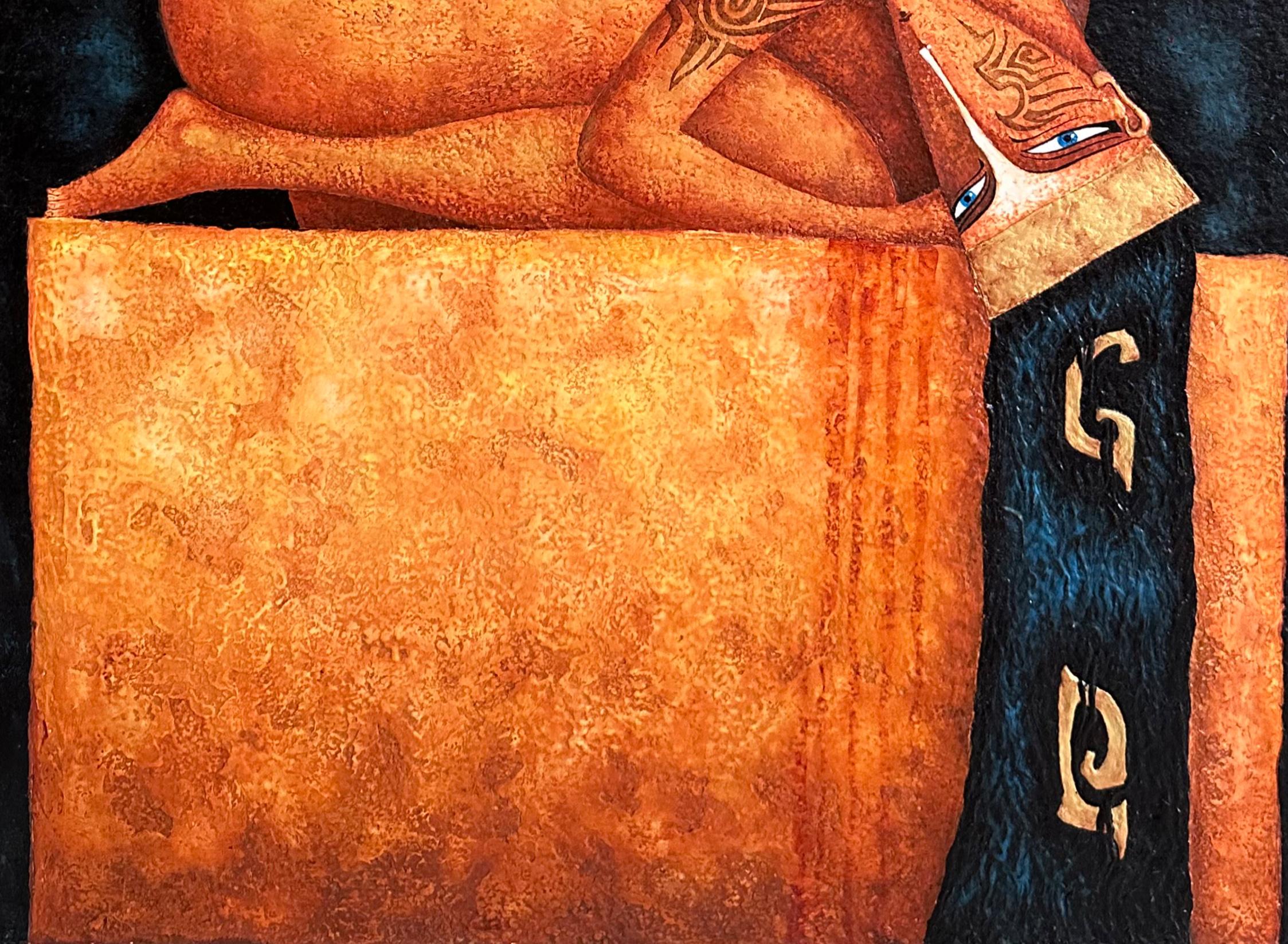 Sacrifice Oil on Canvas Original Painting  in Wooden Gold Leaf Frame, 2005 For Sale 1