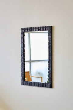 Sacrificial Mirror – Handmade Ebonized Textured Solid Wood Framed Wall Mirror