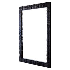 Sacrificial Mirror – Handmade Ebonized Textured Solid Wood Framed Wall Mirror
