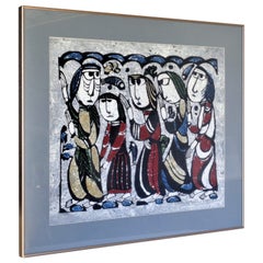Sadao Watanabe, handbemalter Schablone auf Momigami-Papier, 1967, 12/50