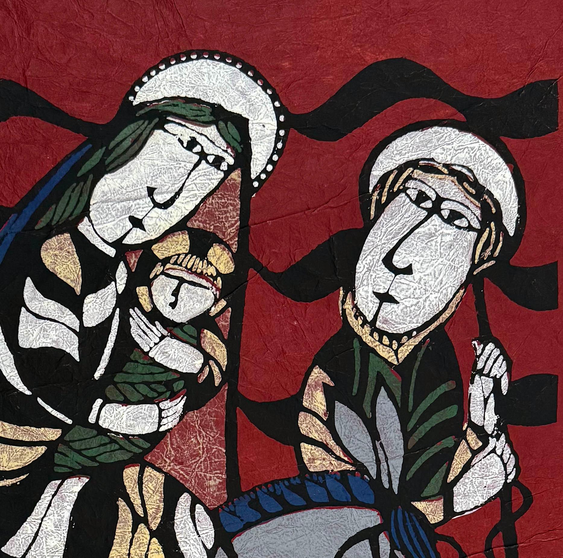 Biblical Scene - Flight to Egypt - Brown Portrait Print by Sadao Watanabe.