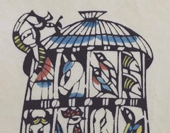 Gravure au pochoir originale signée au crayon, 1974 - L'arche de Noé