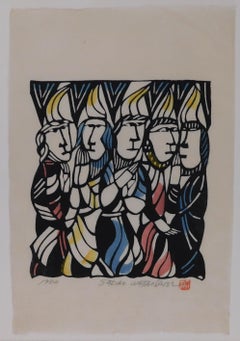 Sadao Watanabe Impression originale au pochoir, 1982 - Pentecôte