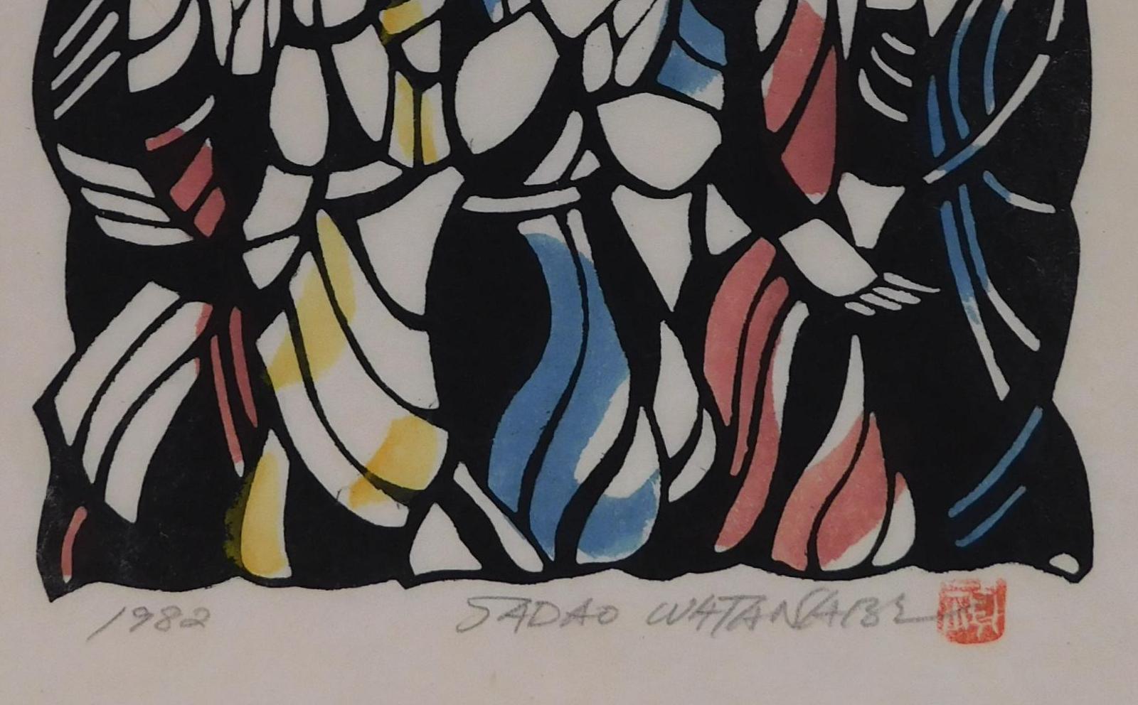 Sadao Watanabe Stampa originale a stencil, 1982 - Pentecoste - Print Grigio di Sadao Watanabe.