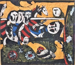 The Nativity- "Housed in a 28 x 32-inch brown wood and gold metal frame."