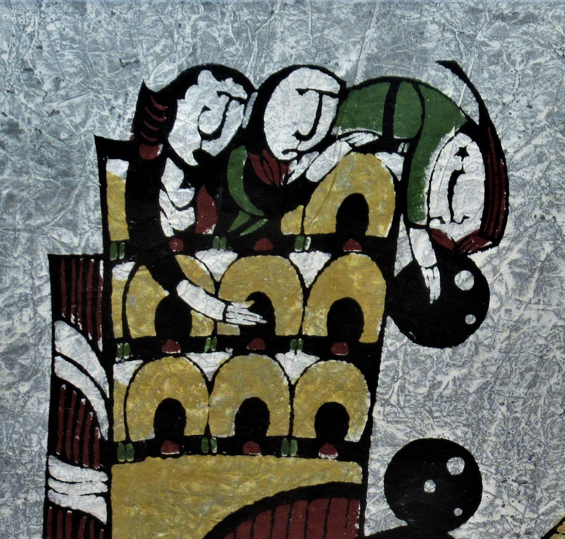 Tres hombres defendiendo un fuerte - Print Moderno de Sadao Watanabe.
