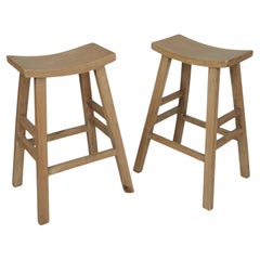 Saddle Bar Stools, a Pair