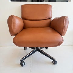 Silla de escritorio de piel Saddle de Otto Zapf para Knoll, años 80 EE.UU.
