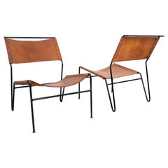 Chaises longues en cuir de selle 1960s Dutch A Dolleman pour Metz & Co