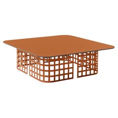 Niedriger quadratischer Mara-Couchtisch aus Sattelleder von Lorenza Bozzoli