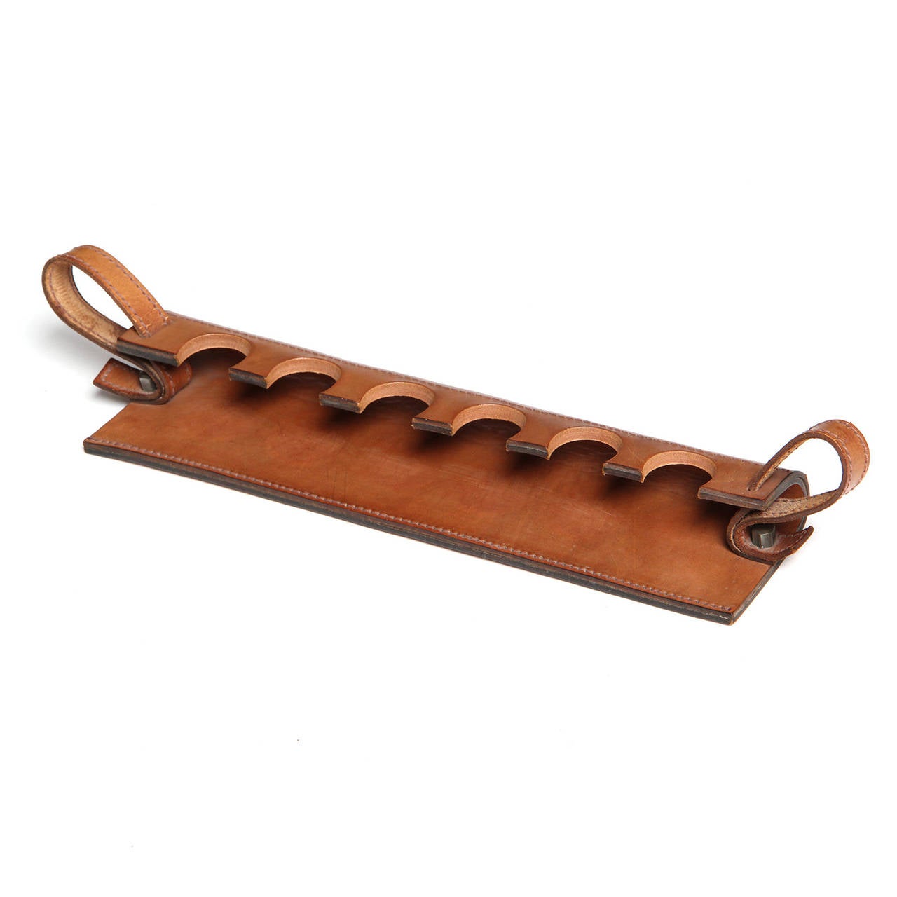 Saddle Leather Pipe Cradle In Good Condition For Sale In Sagaponack, NY
