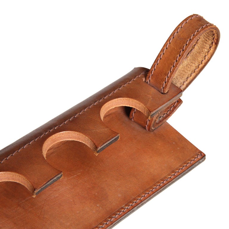Mid-20th Century Saddle Leather Pipe Cradle For Sale