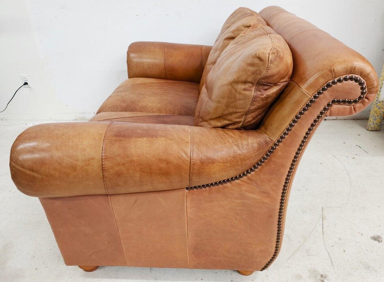 Italian Saddle Leather Settee Love Seat by Soft Line of Italy