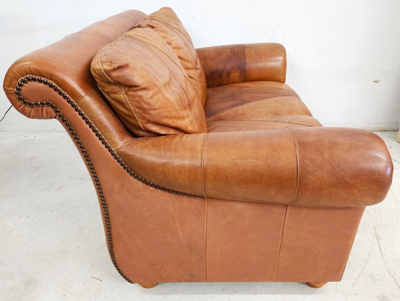 Late 20th Century Saddle Leather Settee Love Seat by Soft Line of Italy