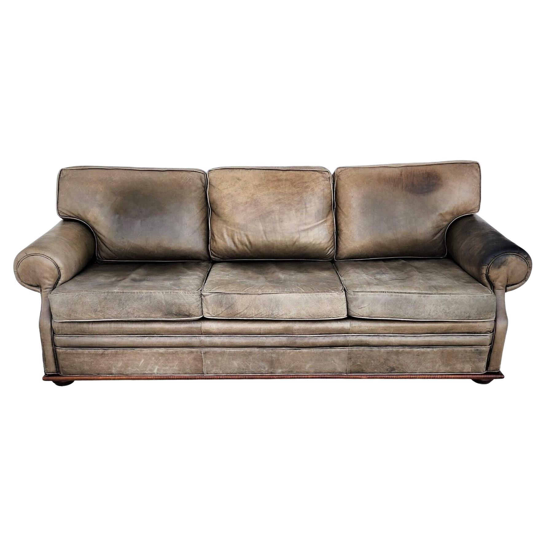 Saddle Leather Sofa Vintage by Ralph Lauren