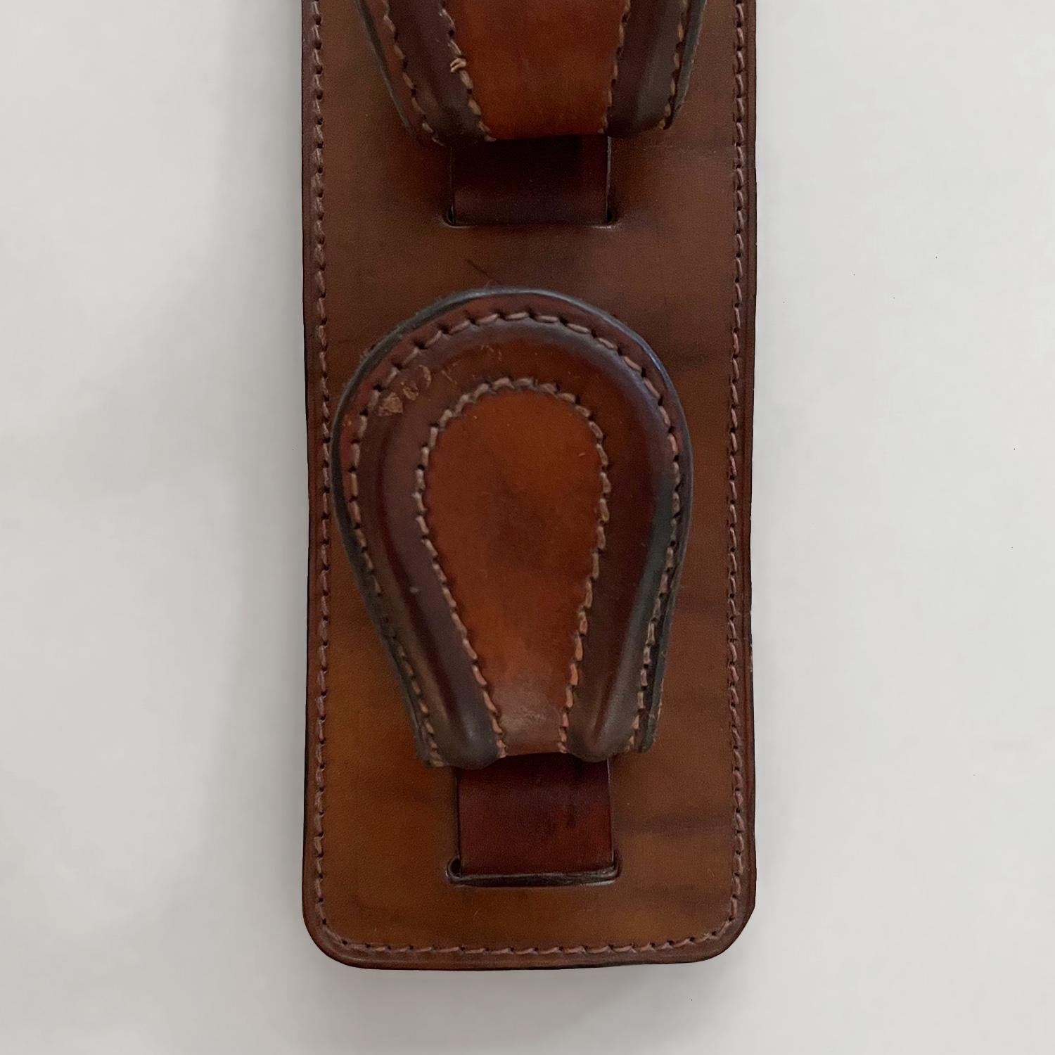 French Saddle Leather Wall Hooks in the style of Jacques Adnet For Sale 4