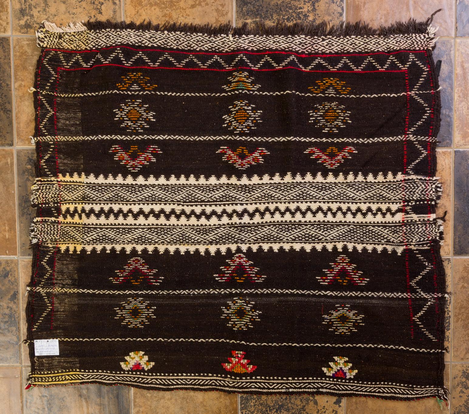Archaistic Saddle or Saddle Pad Moroccan Carpet