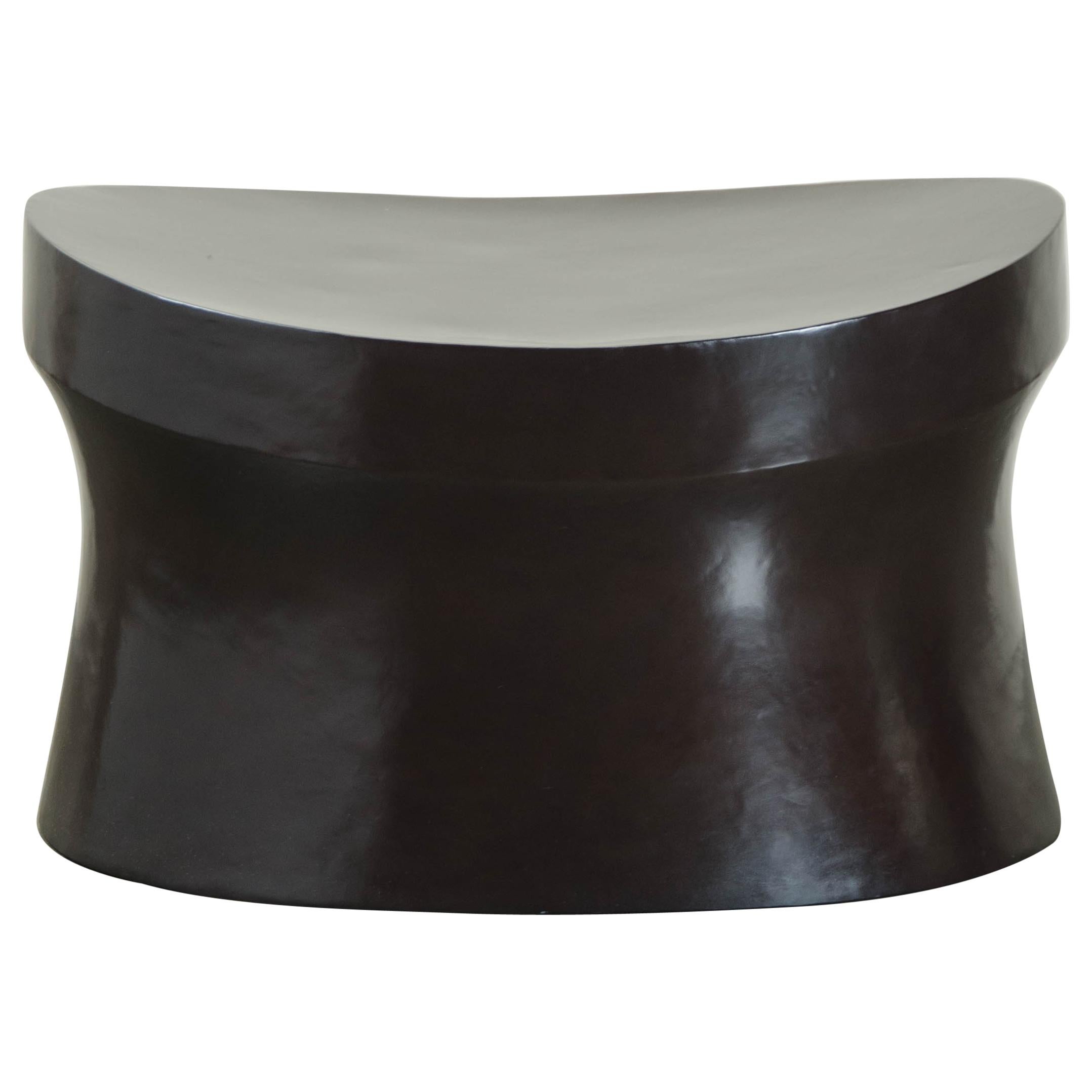 Tabouret à tambour avec assise de selle, cuivre noir de Robert Kuo, édition limitée