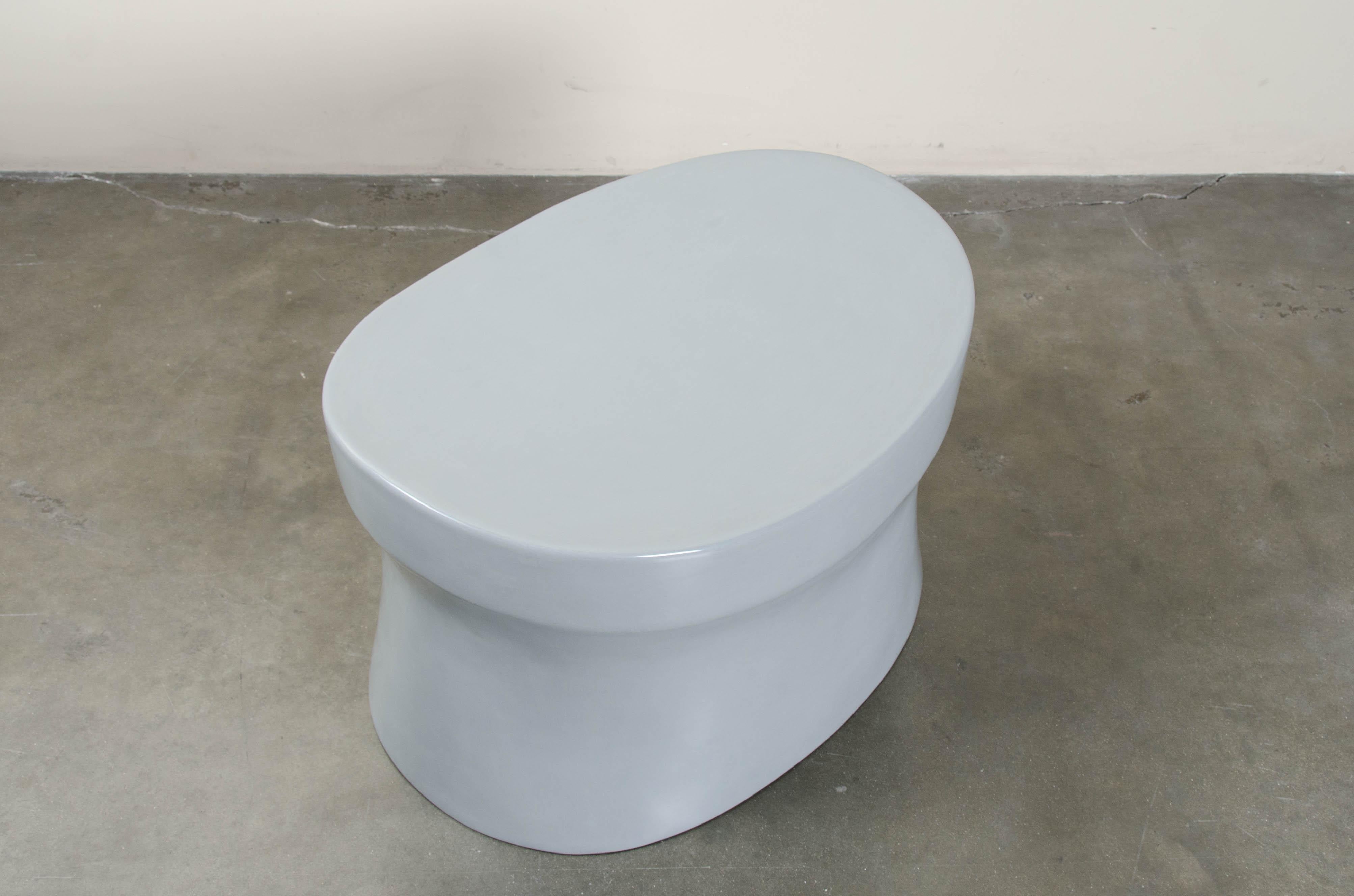 Contemporary Saddle Seat Drumstool, Grey Lacquer by Robert Kuo, Limited Edition For Sale