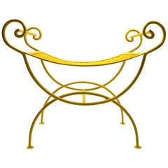 Saddle Seat Wrought Iron Vanity Bench